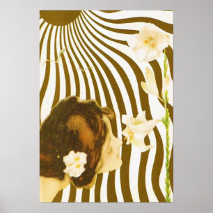 Vintage Girl with Sun and Flower Poster