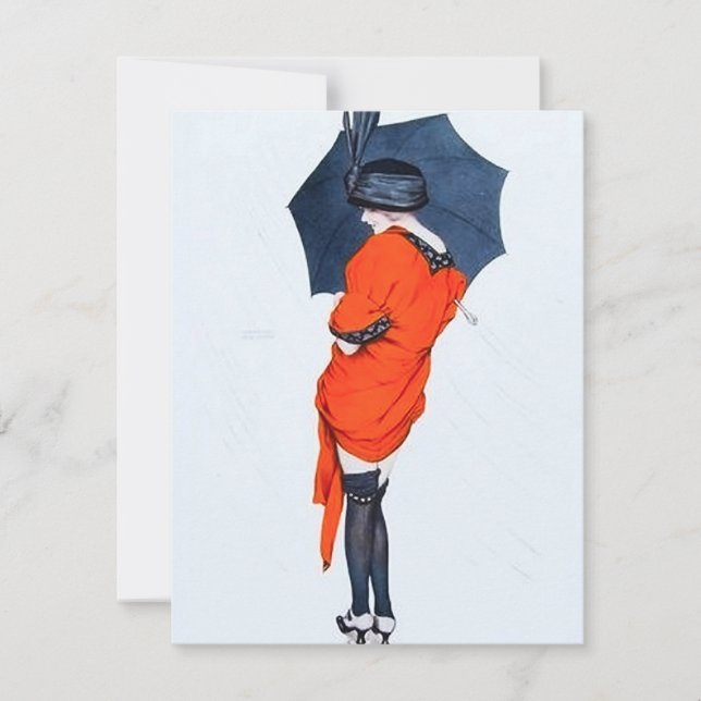 Vintage Girl With Umbrella Invitations (Front)