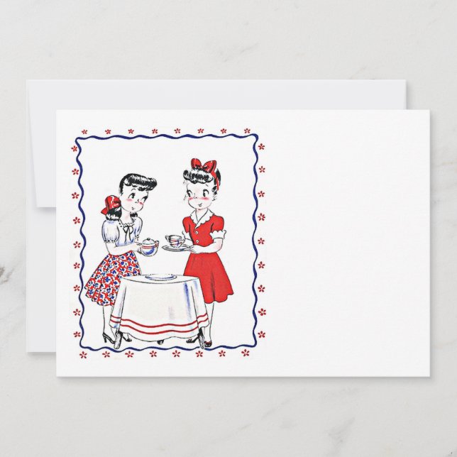 Vintage Girlfriends BFF Tea Party Blank Invitation (Front)