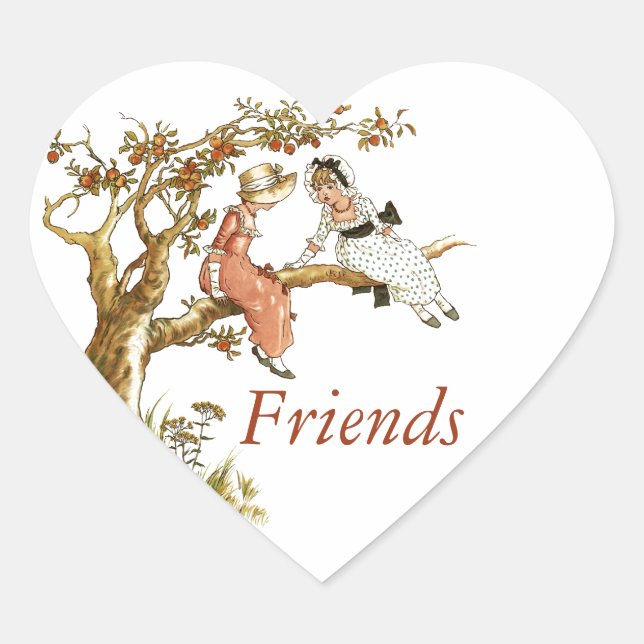Vintage Girlfriends Heart Sticker (Front)