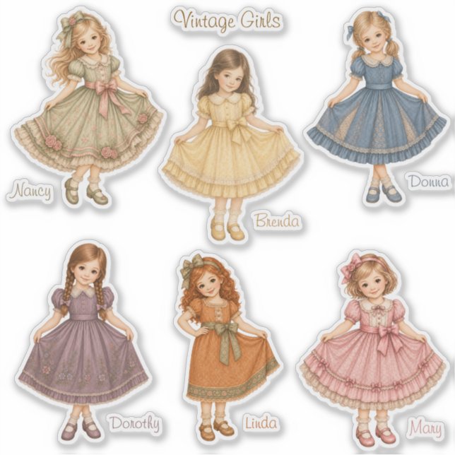 Vintage Girls: Base Collection Stickers (Front)