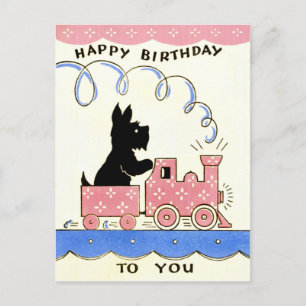 Vintage Girls Birthday Postcard