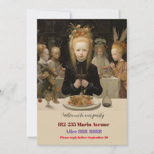 Vintage Girl's Halloween Birthday Invitation
