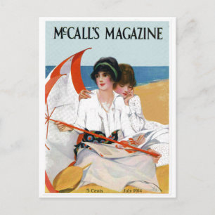 Vintage Girls on the Beach Postcard