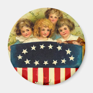 Vintage Girls Round Magnet