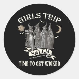 Vintage Girls Trip to Salem Time To Get Wicked Classic Round Sticker