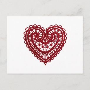 Vintage Girly Red Lace Heart Postcard