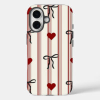 Vintage Girly Ribbon Bows & Hearts Cream Pattern