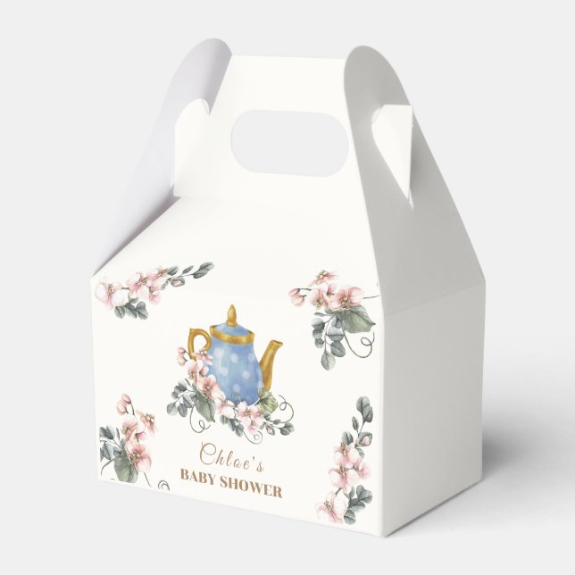 Vintage Girly Wildflower Tea Baby Shower  Favour Box (Front Side)
