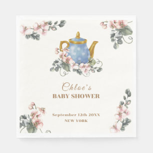 Vintage Girly Wildflower Tea Baby Shower Napkin