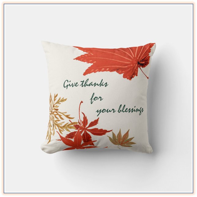 Vintage Give Thanks Orange and Gold Cushion (Creator Uploaded)