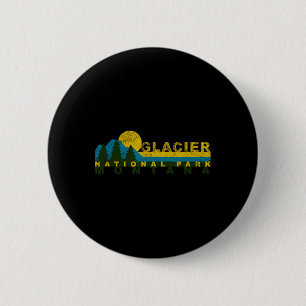 Vintage Glacier Bay National Park Mountain Sunset  6 Cm Round Badge