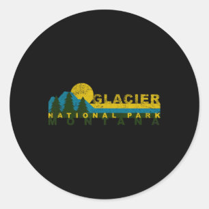 Vintage Glacier Bay National Park Mountain Sunset Classic Round Sticker