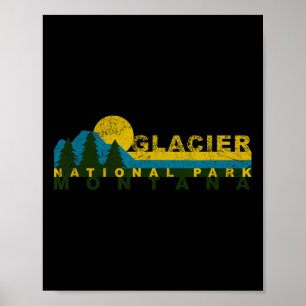 Vintage Glacier Bay National Park Mountain Sunset Poster