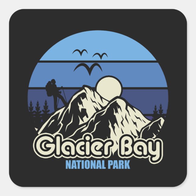 Vintage Glacier Bay National Park Square Sticker (Front)