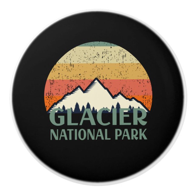 Vintage Glacier National Park Ceramic Knob (Front)