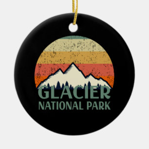 Vintage Glacier National Park Ceramic Tree Decoration