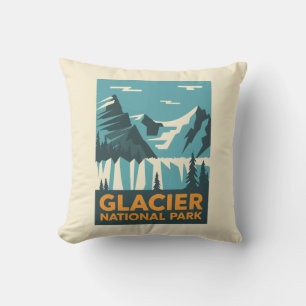Vintage Glacier National Park Cushion