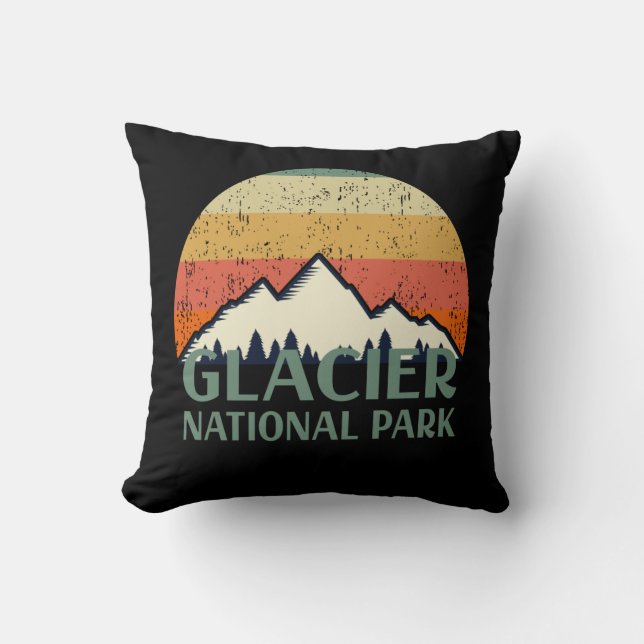 Vintage Glacier National Park Cushion (Front)
