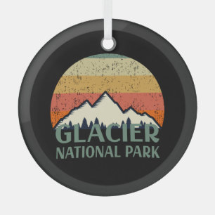 Vintage Glacier National Park Glass Tree Decoration