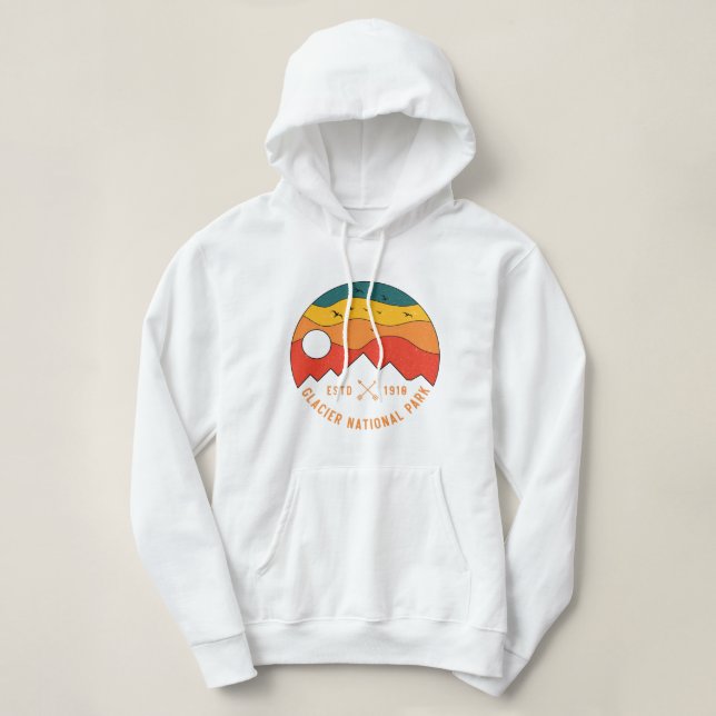Vintage Glacier National Park Montana Souvenir 80s Hoodie (Design Front)