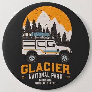 Vintage Glacier National Park Road Trip Montana 6 Cm Round Badge