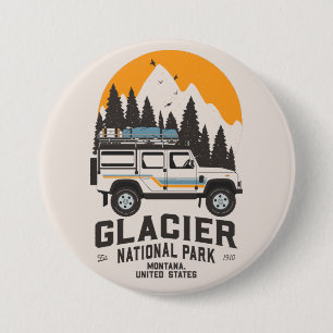 Vintage Glacier National Park Road Trip Montana  B 7.5 Cm Round Badge