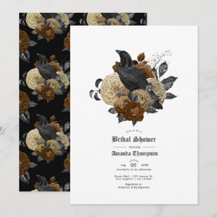 Vintage Glam Amber Raven Gothic Bridal Shower Invi Invitation