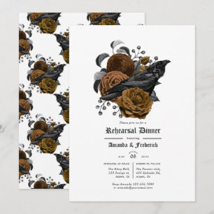 Vintage Glam Amber Raven Gothic Rehearsal Dinner Invitation