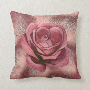 Vintage glam dusty rose blush burgundy glitter cushion