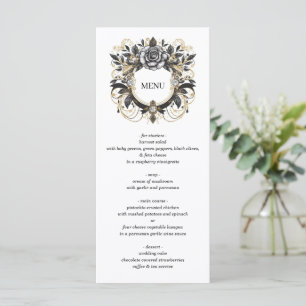 Vintage Glam Floral Wedding Menu