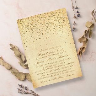 Vintage Glam Gold Confetti Bachelorette Party Invitation