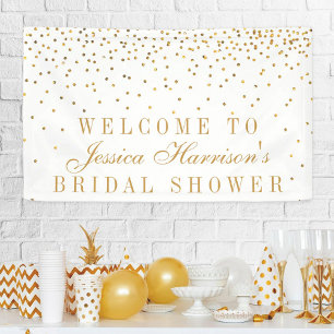 Vintage Glam Gold Confetti Bridal Shower Banner