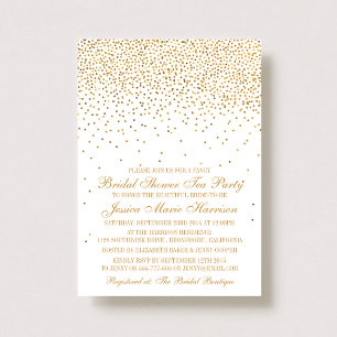 Vintage Glam Gold Confetti Bridal Shower Invitation