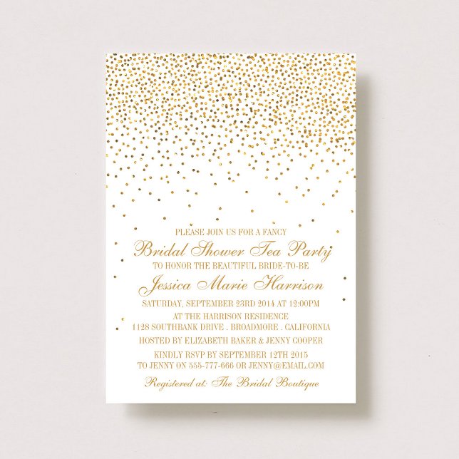 Vintage Glam Gold Confetti Bridal Shower Invitation (Creator Uploaded)