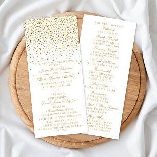 Vintage Glam Gold Confetti Wedding Program Rack Card