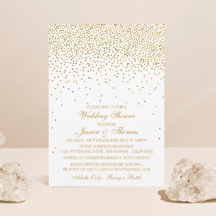 Vintage Glam Gold Confetti Wedding Shower Invitation