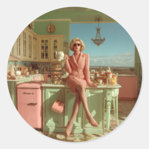 Vintage Glam in the Kitchen Classic Round Sticker