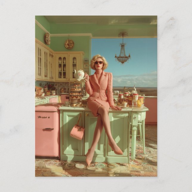 Vintage Glam in the Kitchen Postcard (Front)