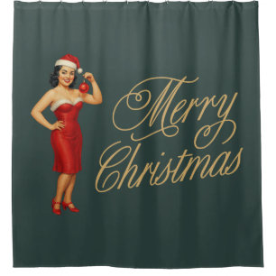 Vintage glam pin-up Christmas gal Shower Curtain