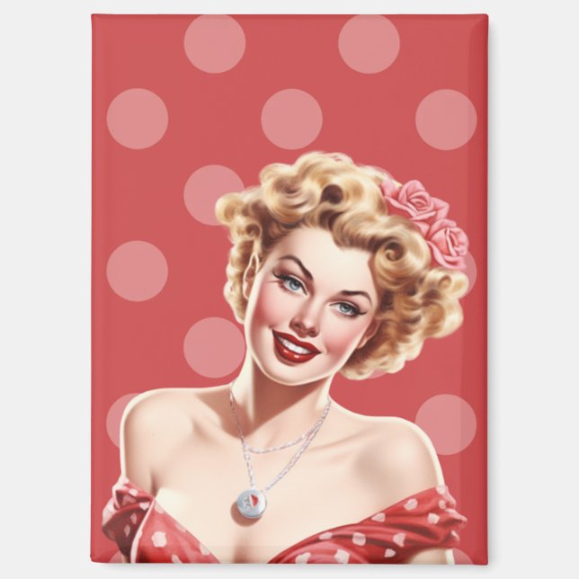 Vintage Glam Pin-Up Magnet – Lola Grace  (Front)