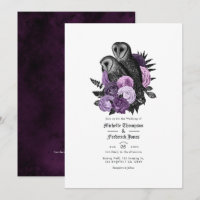 Vintage Glam Purple Owls Gothic Wedding QR Code