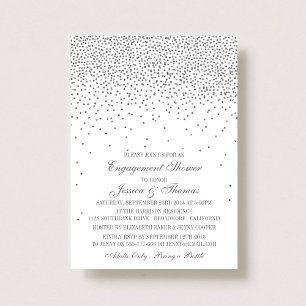 Vintage Glam Silver Confetti Engagement Shower Invitation