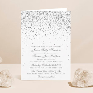 Vintage Glam Silver Confetti Wedding Invitations