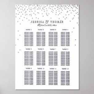 Vintage Glam Silver Confetti Wedding Seating Chart