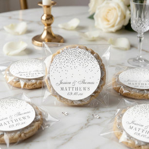 Vintage Glam Silver Confetti Wedding Stickers