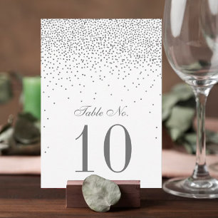 Vintage Glam Silver Confetti Wedding Table Number