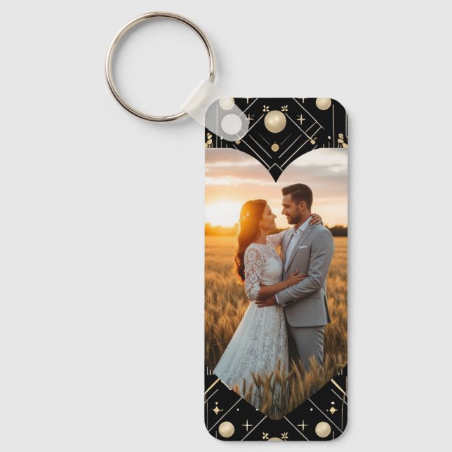 Vintage Glamour Art Deco Wedding Keychain (Front)
