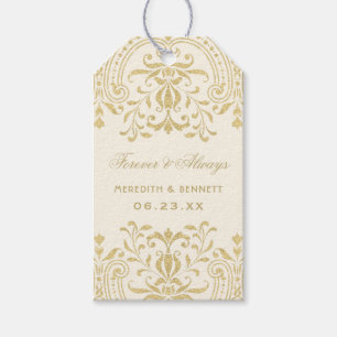 Vintage Glamour Gold Ivory Wedding Favour Gift Tags