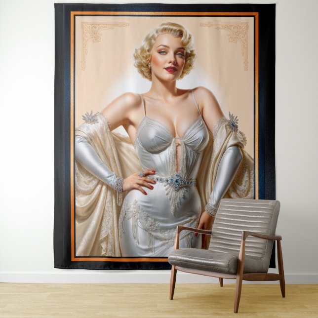 Vintage Glamour Hollywood Blonde Beauty Tapestry (In Situ)